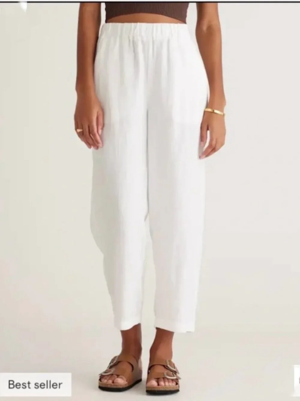 Quince 100% European White Linen Pants L
